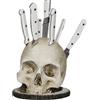 Furtryvl Portacoltelli con teschio, supporto per coltelli horror teschio, blocco per coltelli con scheletro horror in resina creativa, supporto per decorazioni di Halloween