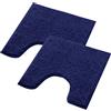WohnDirect Set di tappetini da bagno, 2 pezzi, blu scuro, 45 x 45 cm, con scollo WC, antiscivolo e lavabile, tappetino da bagno, tappetino per WC