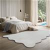 the carpet Lina Shape Scallop Tappeto, pelliccia sintetica, tappeto morbido, retro antiscivolo, lavabile, super soffice, Crema, 160 x 220 cm