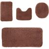 Heavyoff Set Tappetini Da Bagno 4 Pezzi, Tappetino WC Antiscivolo Per Bagno, Set Tappetini Da Bagno E Toilette, Tappetini Da Bagno Super Assorbenti, Tappetino Bagno Lavabile, Marrone