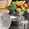 Georcep Germany Multifunctional Stainless Steel Basin, 2024 New 3 In 1 Graters Cheese Grater Salad Maker Bowl Drain Basin, Stainless Steel Shredding & Drainage Chopping Basin