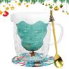 ROTKUSZ Tazza di caffè Doppia Parete, Tazza di Vetro Albero di Natale, Tazze di Vetro Isolante con Maniglia, Tazza da latte, Tazzina Espresso, Perfetto per Americano, Bustina di The, Bevanda