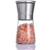 ZeeDa Sale e Pepe in Acciaio Inox, Regolabile in Ceramica, Macinapepe in Vetro (Piccolo)