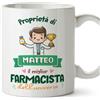 Mugffins Tazza Personalizzata in ceramica per FARMACISTA uomo 11 oz / 350 ml - In italiano - Proprietà di - Idea regalo per compleanno, anniversario, natale, laurea