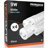 Eurocali Tubo LED 60cm G13 T8 9W 850 lumen - Luce Bianco Freddo 6500K - Fascio Luminoso 160° - Sostituzione Neon - Pacco da 4