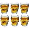 Generico Set 6 Bicchierini Shot a Forma di Teschio in Vetro Borosilicato - 40 ml, Ideali per Liquori, Vodka e Whisky