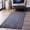 Trademoon Tappeto indiano intrecciato a mano in iuta naturale, colore blu navy, per camera da letto, soggiorno, dimensioni: 60 cm x 150 cm