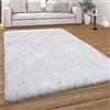 Paco Home Tappeto Salotto Moderno Soggiorno Pelo Lungo Monocolore Peloso Moderno, Dimensione:60x100 cm, Colore:Bianco