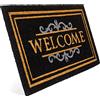 Entrando Welcome Zerbino in cocco per porta di casa, interno ed esterno, resistente alle intemperie, antiscivolo, anche come decorazione per porta o regalo, nero, 40 x 70 cm