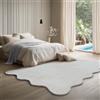 the carpet Lina Shape Scallop Tappeto, pelliccia sintetica, tappeto morbido, retro antiscivolo, lavabile, super soffice, Crema, 140 x 200 cm