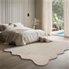 the carpet Lina Shape Scallop Tappeto, pelliccia sintetica, tappeto morbido, retro antiscivolo, lavabile, super soffice, Beige, 120 x 160 cm