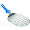 Gi.Metal Paletta ovale per Pizza, Pala per Pizza, in Acciaio Inox, Forata (17,5x21 cm) - Manico in Polimero resistente alle alte Temperature, Antiurto e Antigraffio