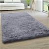 YUANWAN Tappeti Camera da Letto 90 x 80 cm con Fondo Antiscivolo Tappeto Decorativo per Il Soggiorno Tappeto a Pelo Lungo per Soggiorno Home Room Décor, Grigio Chiaro