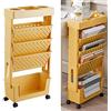 BestAlice Scaffale Mobile con Ruote, Scaffale per Libri a 5 Livelli, Libreria Unica Mobile Rimovibile, Scaffale Organizzativo Girevole in Plastica di Grande capacità(Arancia)