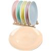MamboCat Pastello - Set di 6 piatti piani, Ø 27 cm, piatti piani in gres colorato con colori pastello, per 6 persone, piatti grandi per pasti principali, per grigliare e Co