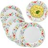 MamboCat Set di 6 piatti piani in porcellana colorata per 6 persone, piatti colorati per pasti principali a colazione, pranzo, caffè e pane da sera