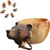 TELOME Tazza in legno intagliata a mano con immagine di testa di animali, tazza speciale per viaggiatori di campeggio all'aperto, un regalo meraviglioso per gli amanti della natura (orsi)