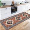 Siunwdiy Tappeti passatoia corridoio 80X230cm Antiscivolo Lavabile Antimacchia Durevole Motivo rosso vintage bohémien Tappeto Antiscivolo Bagno per Soggiorno Camera da Letto Sala da Pranzo Foyer