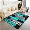 Loussiesd Tappeto da salotto leopardato zebrato 100 x 150 cm, colore verde acqua, nero, per stampa animalier, tappetino antiscivolo, Safari, geometria