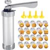 HERCHR Pistola per decorare biscotti, Pistola per Dolci In Acciaio Inox con 20 stampi, 4 ugelli per la preparazione di dessert per torte di biscotti fai-da-te