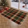 AUWUUA Tappeto natalizio a quadri per ingresso, 40x60 cm, lavabile, motivo tartan scozzese, a quadri, per cucina, verde