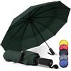 WLine Wind Ombrello Pieghevole Antivento da Pioggia con 10 Aste Rinforzate e Tela Idrorepellente 210T - Ombrello Portatile Resistente Apri e Chiudi Automatico, Diametro 104cm (Verde senza Custodia)