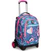 YUB Trolley Scuola Jack 2 Ruote, Blu Fucsia, Hayride, 3 in 1, Triplo Uso, Zaino Con Carrello Sganciabile e Crossover System, Zaini & Trolley, Scuola & Tempo libero, Bambina Ragazza