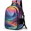 TPISLI Zainetto Ink Paesaggio Ragazzi, Zaino Colorato Scuola Elementare E Media Moda, Zaini Per Bambino Casual Grande Capacità Borsa Da 16.5 Impermeabile Per Adolescenti 9-16 Anni