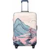 Helhappy Copertura per bagagli da viaggio, protezione per valigia, con fiori bianchi e verdi, lavabile, in spandex, elastica, 45-81 cm, Luna Giapponese Fiori Di Ciliegio, M