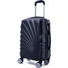 R.Leone Valigia da 1 pezzo Fino a Set 4 Trolley Rigido grande, medio, bagaglio a mano adatto Ryanair 55x40x20cm e beauty case 8 ruote in ABS 2092 (Nero, M Media)