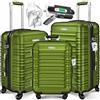 KESSER Set di 3 valigie rigide per trolley da viaggio, valigia da viaggio, valigia a rotelle, 4 ruote, in ABS, manico telescopico con bilancia e 3 ciondoli M-L-XL, cachi, 75.0 cm x 50.0 cm x 32.0 cm