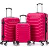 R.Leone Valigia da 1 Fino a Set 4 bagaglio EasyJet 45X36X20cm, media, grande e Beauty case Trolley Rigido 8 ruote max capienza in ABS 2026 (Fucsia, Set 3 XS M L)