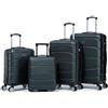 R.Leone Valigia da 1 Fino a Set 4 Trolley Rigido grande, medio, bagaglio a mano 55x40x23 cm Wizz, ITA Airways e bagaglio 45x36x20 cm EasyJet in ABS 8001 (Verde Scuro, Set 4 Pezzi XS S M L)