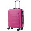 R.Leone Valigia da 1 Fino a Set 3 Bagaglio a mano 55x40x20 Ryanair, Medio, Grande Ultra Resistente Trolley rigido leggero 8 ruote in ABS 2220 (Fucsia, L Valigia Grande)