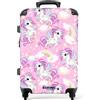 NoBoringSuitcases.com Valigia Bambini, Valigia Grande, Trolley Bambina, Valigie, Con TSA, Valigia Ragazza, Valigia Grande 23 kg (67 cm - 72 L), (Unicorni colorati, arcobaleni e stelle - Rosa)