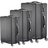 KeepGoon Set di 3 valigie da viaggio, set di valigie con 4 ruote e lucchetto a combinazione, custodia rigida in ABS, trolley con rotelle, manico telescopico, colore nero, Nero , 30.5*45*71.5cm,