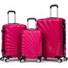 R.Leone Valigia da 1 pezzo Fino a Set 4 Trolley Rigido grande, medio, bagaglio a mano adatto Ryanair 55x40x20cm e beauty case 8 ruote in ABS 2092 (Fucsia, Set 3 S M L)
