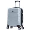 R.Leone Valigia da 1 Fino a Set 4 Trolley Rigido grande, medio, bagaglio a mano 55x40x23 cm Wizz, ITA Airways e bagaglio 45x36x20 cm EasyJet in ABS 8001 (Argento, S Bagaglio 55x40x23cm)