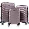 R.Leone Valigia da 1 pezzo Fino a Set 4 Trolley Rigido grande, medio, bagaglio a mano e beauty case 8 ruote in ABS 2026 (Rose Gold, Set 3 S M L)