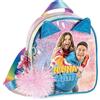 PRESTIGE & DELUXE Zainetto Ninna e Matti Rainbow con Pon Pon per bambine - Dim.: 18x8x23 cm per il tempo libero + portachiave paillettes e Penna multicolore