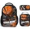Generic Personalizzata Zaino scuola elementare bambina ragazzo Personalizzato Motivo Basketball con Nome school bag Scuola 3 Pezzi zainetto asilo bambino con borsa termica e Astuccio zaini media superiore