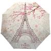HMZXZ RXYY - Ombrello pieghevole con torre Eiffel, con motivo ciliegia e apertura automatica, per donne, uomini, ragazzi, ragazze, antivento, compatto, da viaggio, leggero