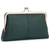 M.lemo925 Portafoglio da donna in vera pelle con chiusura a bacio, alla moda, con scomparti per carte di credito e chiusura a bacio, Verde