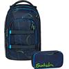 Satch Set zaino per la scuola, 2 pezzi, con astuccio, Blue Tech., 45 x 30 x 22 cm, Moderno, ergonomico
