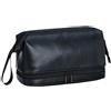 Generic Borsa da toilette da viaggio for uomo e donna, in pelle PU, for bagno, strumenti da barba, organizer, pochette for il trucco(Black)