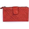 BEDETTI Portafoglio Unisex in Vera Pelle Intrecciata con chiusura a zip (Rosso)