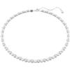 Swarovski Matrix Collana Tennis, Gioiello con Zirconia e Crystal Pearl Bianchi Alternate, Taglio Round, Chiusura a Moschettone con Extender, Placcatura in Tonalità Rodio, 41-44 cm, 0,5 cm