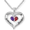 Getname Necklace Collana Personalizzata con Due Nomi e Pietra della Nascita - Pendente a Cuore con Incisione Personalizzata - Regalo per Mamma, Fidanzata e Coppie - Gioiello Personalizzato con Pietra Natale per Lei