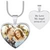INBLUE Collana Memoriale con Foto Personalizzata per Donne - Incisa Foto/Testo in Argento Sterling 925 - Collane Ricordo Rettangolo/Cuore per Perdita Persone Amate (Argento)
