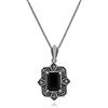 Gemondo, collana in argento Sterling, stile art déco, con ciondolo nero in spinello e marcasite, catenina da 45 cm